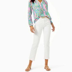 Lilly Pulitzer Main Line Fit Cropped White Jeans